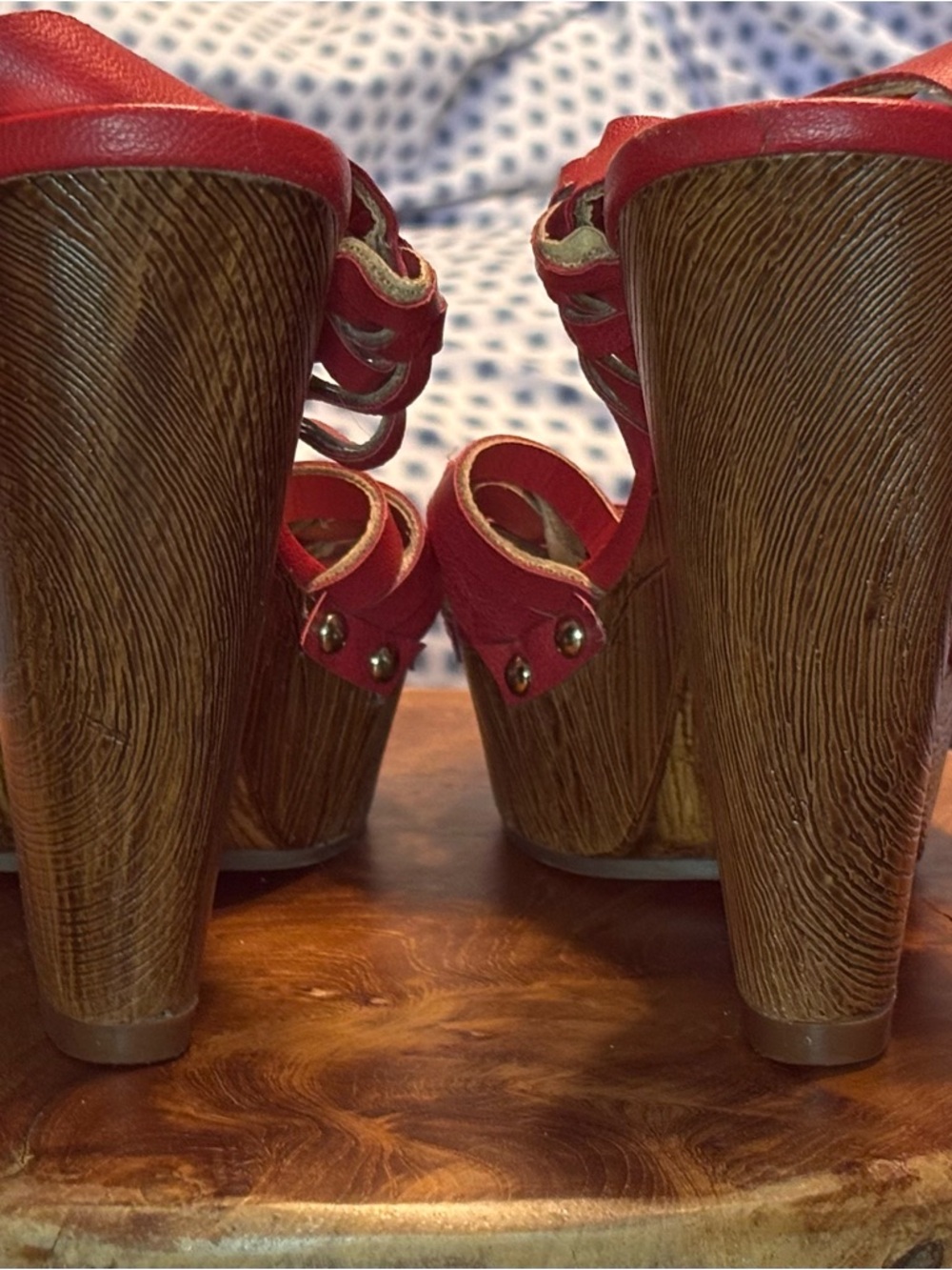Y2K Style Red Strappy Block Platform Heels G by Guess - Picture 3 of 5